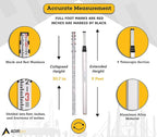 AdirPro 9-Foot Aluminum Grade Rod – 8ths, Dual Sided 5-Section Telescopic Leveling Rod – Bubble Level and Soft Carrying Case Included