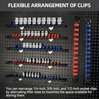Socket Organizer Drive ABS Tools-Socket Holder, Premium Quality 18 Pieces Socket Holders Kit 1/4-Inch x 96 Clips, 3/8-Inch x 90 Clips, 1/2-Inch x 72 Clips