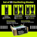 Smithology 20PCS Universal Metal/Wood Oscillating Saw Blades Combo Pack – 4 Bi-Metal Blades, 12 Standard Blades, 4 Japanese Tooth Blades