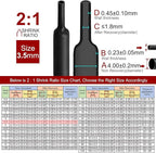 Chanzon 2:1 Ratio - 80Ft Roll - 9/64" (3.5mm) Heat Shrink Tubing 2:1(25M Total Length) Black Polyolefin Sleeving Wrap Shrinking 2 to 1 1pcs