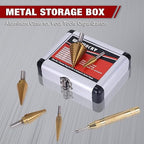 Step Drill Bits, 6PCS (50 Sizes) HSS Step Unibit Drill Bit Set with Automatic Center Punch, Double Cut Blades High-Speed Steel with Aluminum Case, Multi-Hole Stepped Up Bits for DIY Lovers