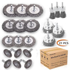 Double Elite Wire Brush for Drill Set 21 Pcs, Abrasive Wire Wheel for Drill 1/4 Inch Hex Shank, Wire Cup Brush for Drill, Drill Wire Brush Coarse Crimped Carbon Steel, Wire Brush Drill Attachments