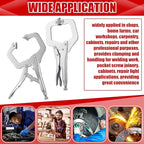 Yexiya 10 Pcs Locking C Clamp, Locking Pliers Adjustable Welding Clamp with Regular Tip and Swivel Pad for Shop Home Farm and Auto Workshop Woodworking, Cabinetry, Repair (11 Inch)