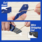 WORKPRO Folding Utility Knife, Box Cutter with Belt Clip, Quick-Change Blade, Lightweight Nylon Handle, Wire Stripper & Gut Hook, Extra 10 SK5 Blades Included, Blue