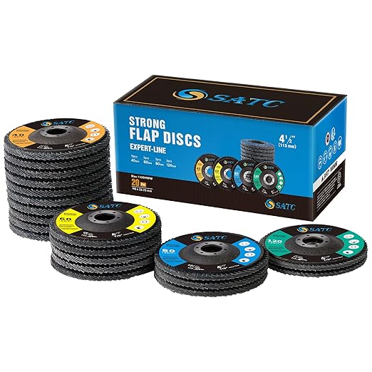 S SATC 20PCS Flap Discs 4 1/2 for Angle Grinder 40/60/80/120 Grit Flap Disc High-Density Bevel Type Angle Grinder Sanding Disc Abrasive Flap Disk #29