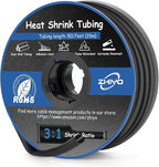 3/16 Inch Heat Shrink Tubing, 50 Ft 3:1 Dual Wall Adhesive Lined Shrink Tube, Waterproof Marine-Grade Shrink Wrap Tubing for Electrical Insulation, Industrial, Automotive & DIY Wiring – Black
