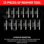 Adjustable Hand Reamer Tool HV to H11 Sizes - 1/4" to 1 1/16” Reaming Tool for Precise Hole Finishing with 6 Carbon Steel Blades - Hand Tools Reamers for Metal & Wood - 6.35mm - 38.10mm
