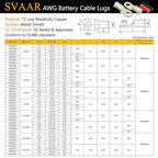 0 Gauge Lugs 4 PCS 1/0 AWG - 3/8'' Tinned Copper Cable Lugs Wire Lugs UL Listed 0 Gauge Ring Terminals Battery Cable Ends Heavy Duty Closed End Crimp Connectors with 4 PCS 3:1 Heat Shrink Tubing