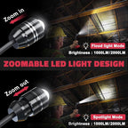 LIVOWALNY 2000LM LED Work Light Compatible with Milwaukee 18V Battery, 20W Flood Light, 12" Flexible Gooseneck, Flashlight Lights with USB-A & Type-C Charging Port, Low Voltage Protection (No Battery)