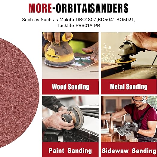 100 PCS 6 Inch Sanding Discs 600 Grit, 6 Hole Hook and Loop Sandpaper, Round Orbital Sand Paper Discs for Sander