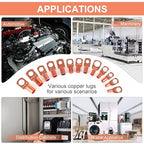 Copper Wire Lugs,Terminal Connectors,Used on AWG12 10 8 6 4 2 Cable,Heat Shrink Set,Bare Copper Eyelets,Ring Terminals Connectors,85Pcs Battery Cable Lugs Ends and 110Pcs Heat Shrink Tubing (195PCS)