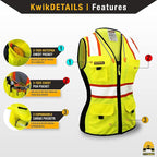 KwikSafety - Charlotte, NC - FIRST LADY Safety Vest for Women, High Visibility Reflective Strips, Meets ANSI & OSHA