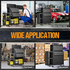 8 Drawers Rolling Tool Chest, Tool Box Detachable Top Metal Tool with Locking System, Protective Mat & Tool Rack, Garage Storage Cart with Side Cabinet, Tool Box for Garage