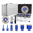 SHDIATOOL Diamond Tile Drill Bits Kit 9pcs, Porcelain Hole Saw Sets, Core Bits Cutter for Drilling Ceramic Marble Granite (6/6/20/25/35/50MM/20MM/SDS/4.5")