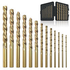 BeHappy 13Pcs Cobalt Drill Bit Set, M35 HSS, 135 Degree Tip, Twist Jobber Length for Hardened Metal, Stainless Steel, Cast Iron, Wood, and Plastics, with Index Storage Case 1/16"-1/4"