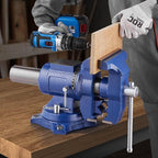 VEVOR Heavy Duty Bench Vise, 6-1/2" Jaw Width, 5" Max Jaw Opening Multi-Purpose Ductile Iron Bench Vise with Anvil, 360° Swivel Base Head, 3" Throat, 5620 lbs Clamp Force, for Pipe Repairing