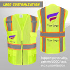 BeautyWill Custom Safety Vest Customized Logo Class 2 High Visibility Reflective Vest with Pockets Construction workwear