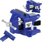Heavy Duty Bench Vise 4.5 Inch: Table Clamp Woodworking Vice Press Drill Tools Workbench Wood Metal Pipe Work Shop Block Swivel Slide Cross Welding Machine Kit Milling Grip Precision Magnetic Jaw Pad