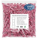 1000 Pcs Red Heat Shrink Butt Connectors, AWG 22-16 Marine Grade Wire Connectors, Insulated Watertight Electrical Connectors for Marine, Cable, Automotive, Industrial, Home