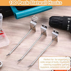 Moxweyeni 100 Pcs Heavy Duty Slatwall Panel Hooks Hanging Metal Slat Wall Hanging Hooks Silver Slat Wall Hanger Commercial Grade Slatwall Pegs Accessories for Shop Retail Display(6 Inch)