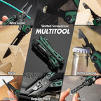 FLISSA 16-in-1 Multi Tool Pliers, Gift for Dad, Stainless Steel EDC Multitool with Pocket Knife, Belt Clip and Oxford Pouch, Self-locking Multipurpose Utility Multi-Tool for Camping Survival Outdoor