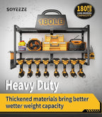 SOYEEZE Power Tool Organizer & Storage Wall Mount - Heavy Duty Metal 8 Drill Holder, 3 Layer Premium Garage Utility Power Tool Rack &Tool Shelf，Great as Gifts for Men Father's Day-Large-Black