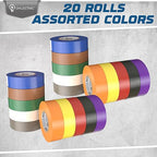 OHLECTRIC Colored Electrical Tape UL/CSA Listed, Multicolor High Temp Flame-Retardant Electrical Tape, Heat & Weather Resistant 3/4in x 60ft 7mm Thick Industrial Grade Vinyl (20 Rolls)