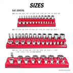 OEMTOOLS 22484 3 Piece SAE Magnetic Socket Tray Set, Magnetic Socket Organizers for Toolboxes, Rubberized Base, Holds Up To 68 Sockets, Red Socket Holder