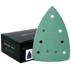80 Grit 4" x 6" Delta (100mm x 150mm) Triangle Sanding Sheets - Fits Festool DTS 400 & Mirka DEOS Delta Sanders - Heavy-Duty Hook & Loop Film Sandpaper for Detail Sanders - 50 Pack Box