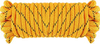 Wellmax Diamond Braid Nylon Rope, 3/8 in X 50 Foot, UV Resistant, High Strength and Weather Resistant - Yellow