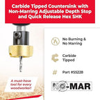 Amana Tool 82 Degree Countersink with Drill Bit Depth Stop and No-Thrust Ball Bearing, 55228, 3/8 D x 9/64 Drill D x 1/4 Inch Quick Release Hex Shank