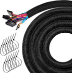 10FT Split Cable Management Sleeve Wire Loom Tubing Cord Protector for Heat Resistant Automotive Harness Wires and Home Cable Management,Self-Wrapping Braided Cord Covers (1/4 Inch)