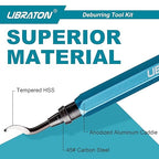 Libraton Deburring Tool with 11 High Speed Steel Blades, 360 Degree Rotary Head Deburring Tool for Metal, Resin, Aluminum, Copper, Plastic, 3D Printing, Wood