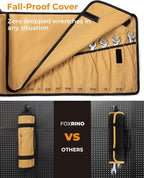 Wrench Roll, Wrench Roll Up Pouch, Gifts for Men Father Dad Mechanic, Heavy Duty Canvas Wrench Organizer Bag (Brown, 13+1 SAE)