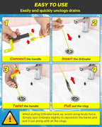 35inch Drain Clog Remover, Drain Cleaner Hair Clog Remover with Rotating Handle and 7 Refills, Drain Hair Remover Plumbing Snake, Easy and Quick Unclog Bathtub Drain, Sink, Shower (7 Pack)
