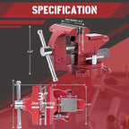 Home Vise 4-1/2" Jaw Width Bench Vise with a 3 Inch Jaw Opening Home Vise for Woodworking, Drilling, Cutting Cast Iron Red