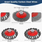 7pcs Wire Wheel for 4 1/2 Angle Grinder Wire Wheel Brush Cup Set with Threaded Arbor, Angle Grinder Wire Wheel for Rust, Corrosion, Paint Removal