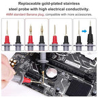 28 Pcs Multimeter Test Leads Kit with Replaceable Gold-Plated Multimeter Probes, Alligator Clips, Test Hooks,Back Probe Pins with Tool Bag
