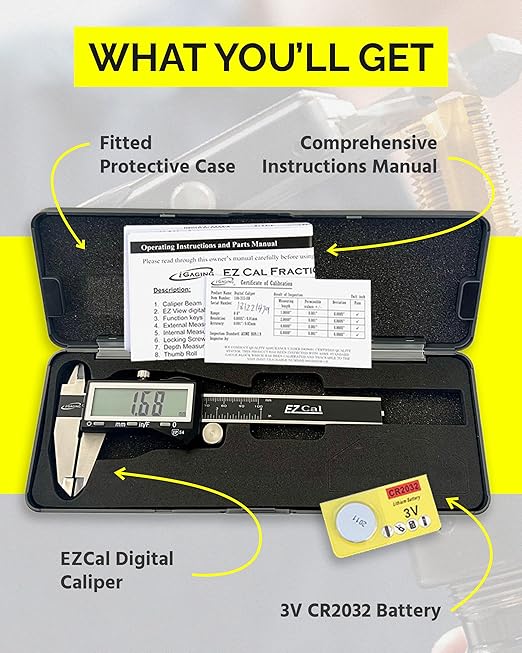 iGaging Premium IP54 0-4" EZ CAL Fractional Digital Caliper