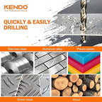 KENDO 115 Pieces Cobalt Drill Bit Set, M35 High Speed Steel Bits Twist Jobber Length Drill Bit Kit for Metal, Cast Iron, Stainless Steel, Plastic and Wood with Storage Case, 1/16"-1/2"
