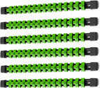ALOANES 6PC ABS Socket Organizer, 3/8in, Heavy Duty Socket Racks, Black Rails with Green Clips