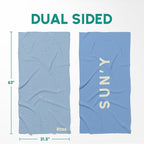 SUN'Y Waffle Microfiber Beach Towel – Sand Free, Quick Dry, Ultra Absorbent, Lightweight & Compact Travel Towel with Carry Bag - Large (63” x 31.5”), Raindrop