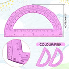 EBOOT Plastic Protractor Math Protractors 180 Degrees, 6 Inch, Pack of 2 (Pink)