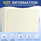 Self-Adhesive Canvas Repair Tape, 16" x 79" Waterproof Canvas Repair Patch, Fabric Patch Repairs Kit for Furniture, Tents, Sunbrellas, Boat Covers Awnings, Couches, Clothes, Bags Beige&White