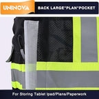 UNINOVA Surveyor Safety Vest Reflective for Men,Class 2 Heavy Duty Safety Vests Reflective with Pockets and Zipper