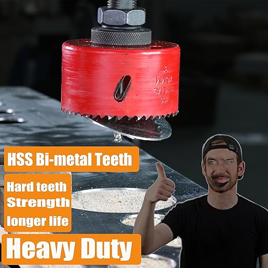 8” HSS Bi Metal Hole Saw Cutter with Arbor Heavy Duty Hole Saw Bit for Wood Drywall Plastic Aluminum Mild Steel Iron Metal Stainless Steel