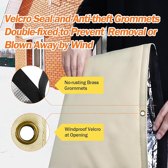 Backflow Preventer Pipe Insulation Cover (5°F) - Irrigation Sprinkler Valve Insulated Pouch - Water Well Pump Cover - Sturdy 5 Layers for Winter Freeze Protection, 36" W x 30" H, Beige
