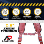 Tool Belt Suspenders – Heavy-Duty Adjustable Work Suspenders with 4 Detachable D-Loop for Construction Tool Belt (Maroon)
