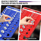 64 Nut and Bolt Thread Checker - 26 Standard and 26 Metric Bolt Checker and 12 Drill Bit Gauges, Bolt Size and Thread Gauge, Bolt Size Finder, Wall-Mountable Bolt and Nut Identifier Gauge