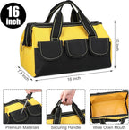 4 Pieces Tool Bag with Waterproof Strong Molded Base Multi Pockets Wide Mouth Tool Tote Multifunctional Tool Bag Large Capacity Organizer Heavy Duty Tool Storage Bag (Multicolor,16 Inch)